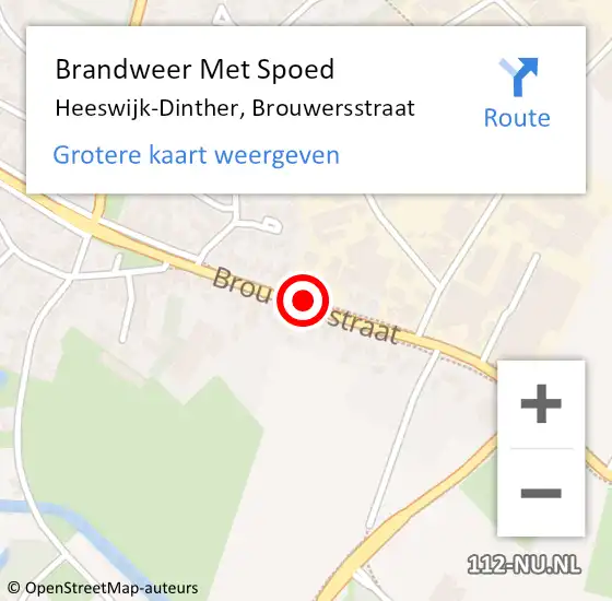 Locatie op kaart van de 112 melding: Brandweer Met Spoed Naar Heeswijk-Dinther, Brouwersstraat op 8 juni 2019 06:33