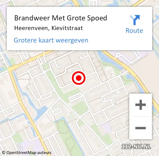 Locatie op kaart van de 112 melding: Brandweer Met Grote Spoed Naar Heerenveen, Kievitstraat op 3 april 2014 16:45