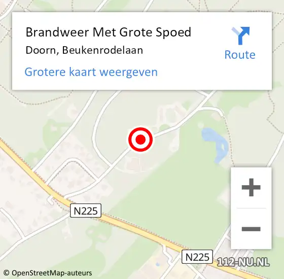 Locatie op kaart van de 112 melding: Brandweer Met Grote Spoed Naar Doorn, Beukenrodelaan op 8 juni 2019 07:38