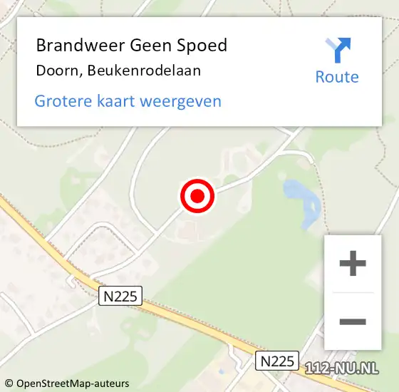 Locatie op kaart van de 112 melding: Brandweer Geen Spoed Naar Doorn, Beukenrodelaan op 8 juni 2019 07:41