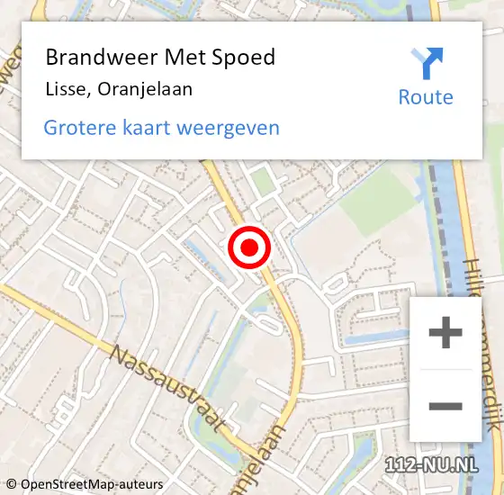 Locatie op kaart van de 112 melding: Brandweer Met Spoed Naar Lisse, Oranjelaan op 8 juni 2019 08:01