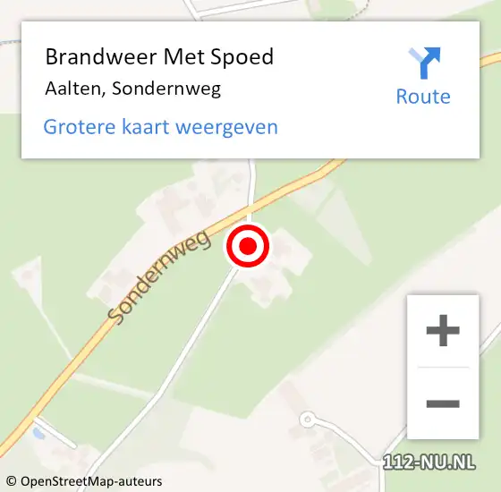 Locatie op kaart van de 112 melding: Brandweer Met Spoed Naar Aalten, Sondernweg op 8 juni 2019 08:14