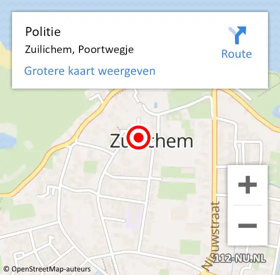 Locatie op kaart van de 112 melding: Politie Zuilichem, Poortwegje op 8 juni 2019 08:30