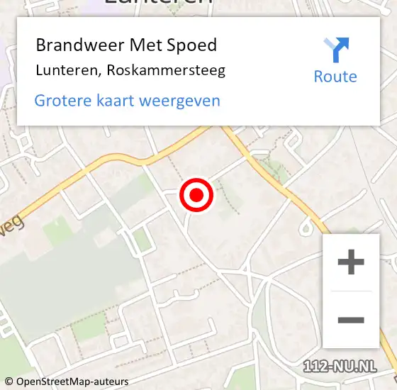 Locatie op kaart van de 112 melding: Brandweer Met Spoed Naar Lunteren, Roskammersteeg op 8 juni 2019 08:38