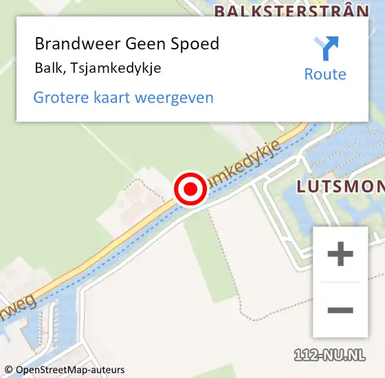 Locatie op kaart van de 112 melding: Brandweer Geen Spoed Naar Balk, Tsjamkedykje op 8 juni 2019 09:41