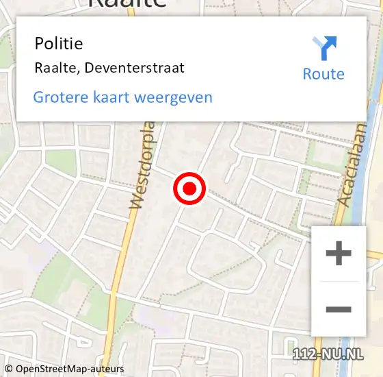 Locatie op kaart van de 112 melding: Politie Raalte, Deventerstraat op 8 juni 2019 09:55