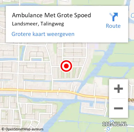 Locatie op kaart van de 112 melding: Ambulance Met Grote Spoed Naar Landsmeer, Talingweg op 8 juni 2019 10:04