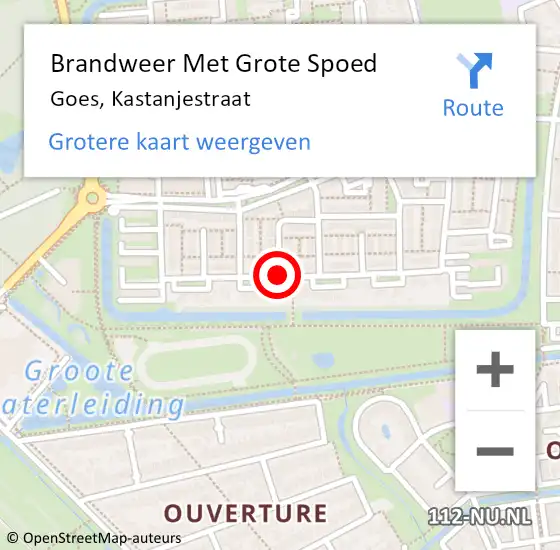 Locatie op kaart van de 112 melding: Brandweer Met Grote Spoed Naar Goes, Kastanjestraat op 8 juni 2019 10:42