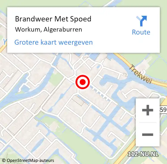 Locatie op kaart van de 112 melding: Brandweer Met Spoed Naar Workum, Algeraburren op 8 juni 2019 10:44