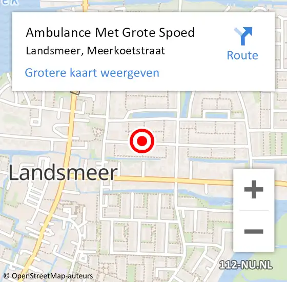 Locatie op kaart van de 112 melding: Ambulance Met Grote Spoed Naar Landsmeer, Meerkoetstraat op 8 juni 2019 10:47