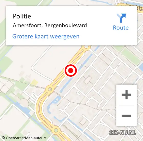 Locatie op kaart van de 112 melding: Politie Amersfoort, Bergenboulevard op 8 juni 2019 10:51
