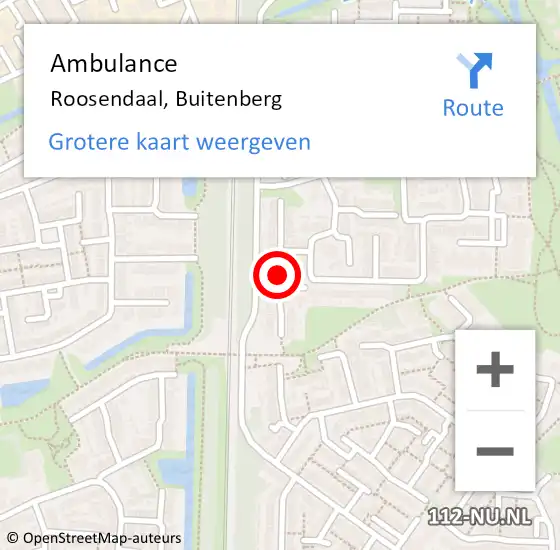 Locatie op kaart van de 112 melding: Ambulance Roosendaal, Buitenberg op 8 juni 2019 10:56