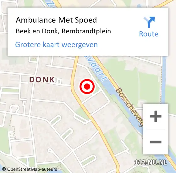 Locatie op kaart van de 112 melding: Ambulance Met Spoed Naar Beek en Donk, Rembrandtplein op 8 juni 2019 11:18