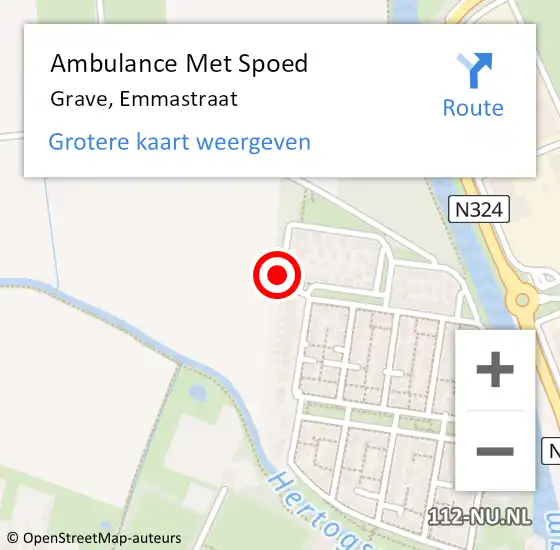 Locatie op kaart van de 112 melding: Ambulance Met Spoed Naar Grave, Emmastraat op 8 juni 2019 11:28