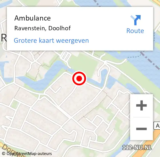 Locatie op kaart van de 112 melding: Ambulance Ravenstein, Doolhof op 8 juni 2019 11:29