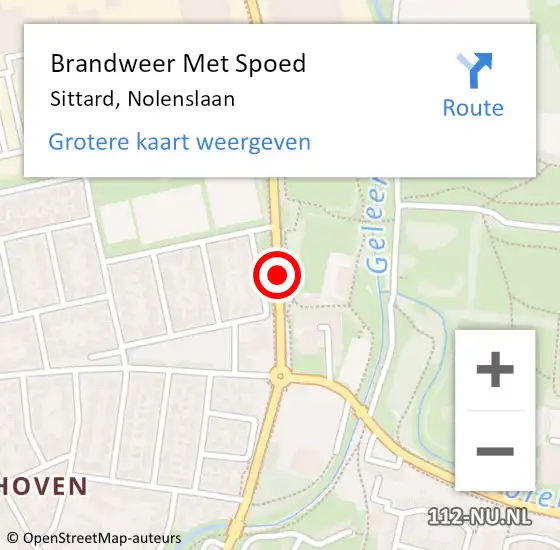 Locatie op kaart van de 112 melding: Brandweer Met Spoed Naar Sittard, Nolenslaan op 8 juni 2019 11:47