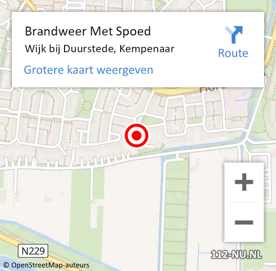 Locatie op kaart van de 112 melding: Brandweer Met Spoed Naar Wijk bij Duurstede, Kempenaar op 8 juni 2019 12:01