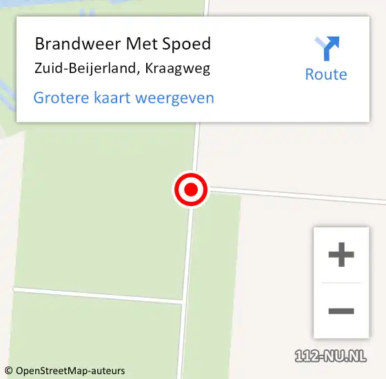 Locatie op kaart van de 112 melding: Brandweer Met Spoed Naar Zuid-Beijerland, Kraagweg op 8 juni 2019 13:36
