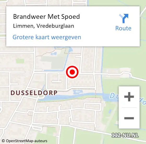 Locatie op kaart van de 112 melding: Brandweer Met Spoed Naar Limmen, Vredeburglaan op 8 juni 2019 15:29