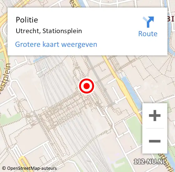 Locatie op kaart van de 112 melding: Politie Utrecht, Stationsplein op 8 juni 2019 15:32