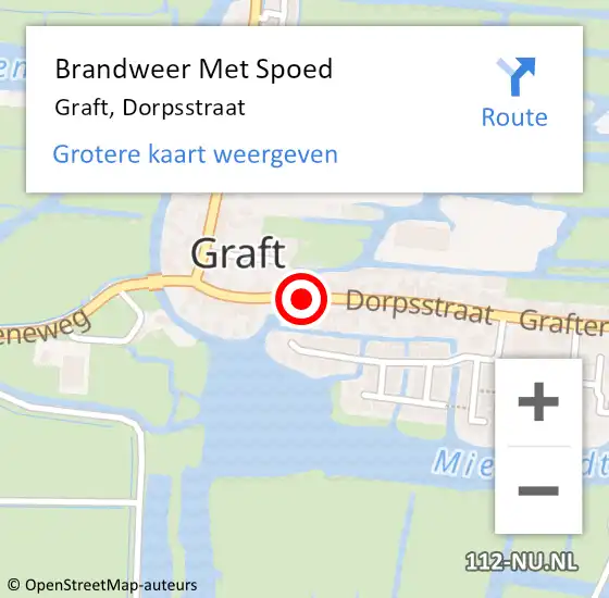 Locatie op kaart van de 112 melding: Brandweer Met Spoed Naar Graft, Dorpsstraat op 8 juni 2019 15:53