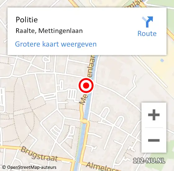 Locatie op kaart van de 112 melding: Politie Raalte, Mettingenlaan op 8 juni 2019 15:56