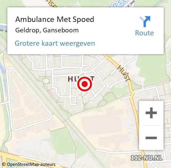 Locatie op kaart van de 112 melding: Ambulance Met Spoed Naar Geldrop, Ganseboom op 8 juni 2019 16:20