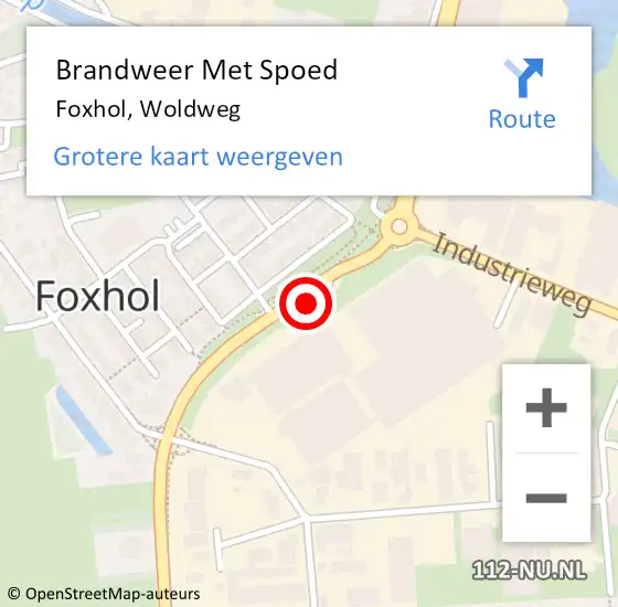 Locatie op kaart van de 112 melding: Brandweer Met Spoed Naar Foxhol, Woldweg op 8 juni 2019 16:31