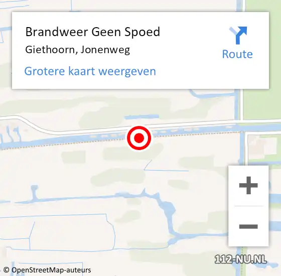 Locatie op kaart van de 112 melding: Brandweer Geen Spoed Naar Giethoorn, Jonenweg op 8 juni 2019 16:33