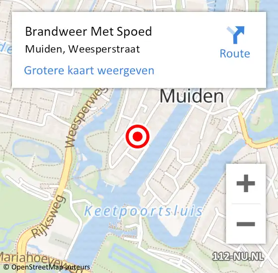 Locatie op kaart van de 112 melding: Brandweer Met Spoed Naar Muiden, Weesperstraat op 8 juni 2019 16:38