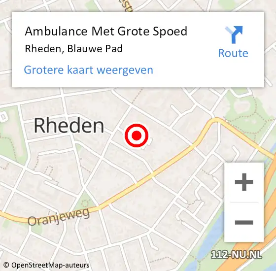 Locatie op kaart van de 112 melding: Ambulance Met Grote Spoed Naar Rheden, Blauwe Pad op 8 juni 2019 16:55