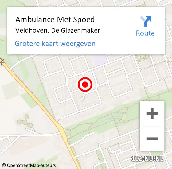 Locatie op kaart van de 112 melding: Ambulance Met Spoed Naar Veldhoven, De Glazenmaker op 8 juni 2019 17:04