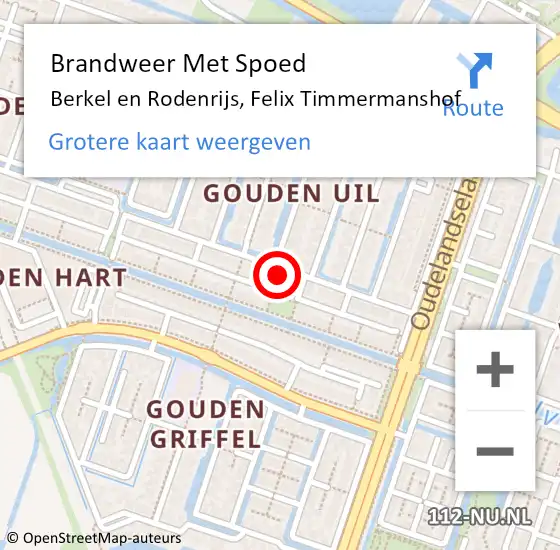 Locatie op kaart van de 112 melding: Brandweer Met Spoed Naar Berkel en Rodenrijs, Felix Timmermanshof op 8 juni 2019 17:15