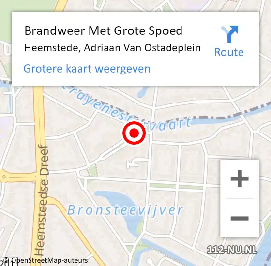 Locatie op kaart van de 112 melding: Brandweer Met Grote Spoed Naar Heemstede, Adriaan Van Ostadeplein op 8 juni 2019 17:38