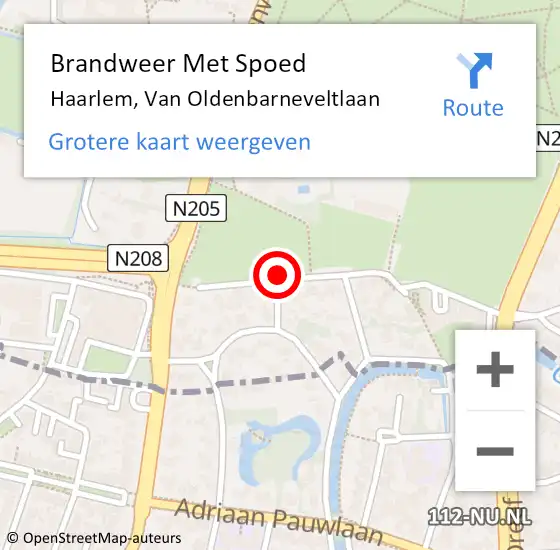 Locatie op kaart van de 112 melding: Brandweer Met Spoed Naar Haarlem, Van Oldenbarneveltlaan op 8 juni 2019 18:28