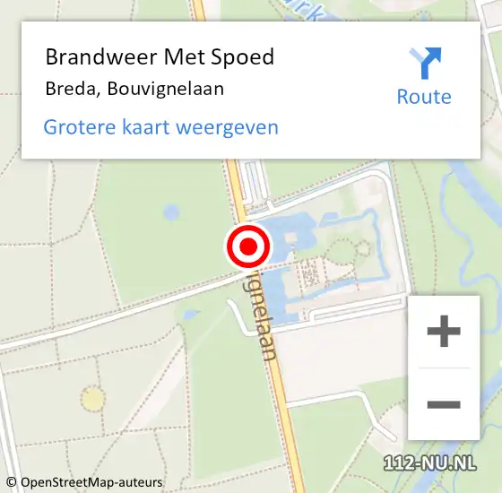 Locatie op kaart van de 112 melding: Brandweer Met Spoed Naar Breda, Bouvignelaan op 8 juni 2019 18:36