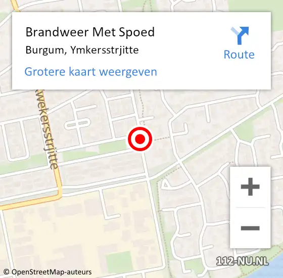 Locatie op kaart van de 112 melding: Brandweer Met Spoed Naar Burgum, Ymkersstrjitte op 8 juni 2019 18:44