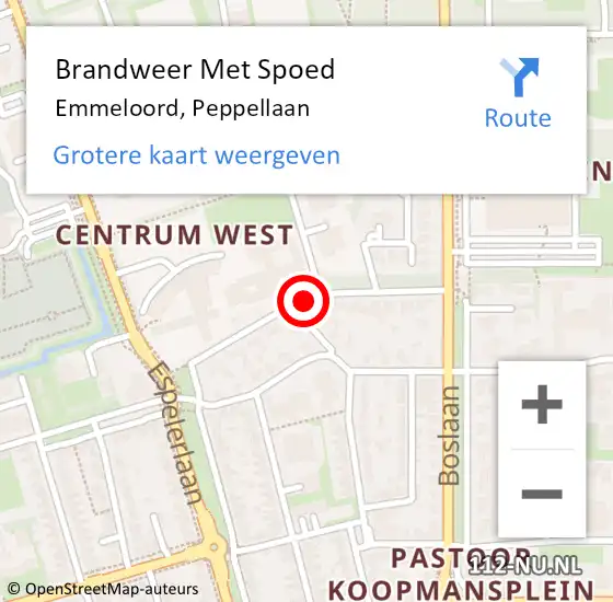 Locatie op kaart van de 112 melding: Brandweer Met Spoed Naar Emmeloord, Peppellaan op 8 juni 2019 18:53