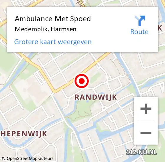 Locatie op kaart van de 112 melding: Ambulance Met Spoed Naar Medemblik, Harmsen op 8 juni 2019 18:53