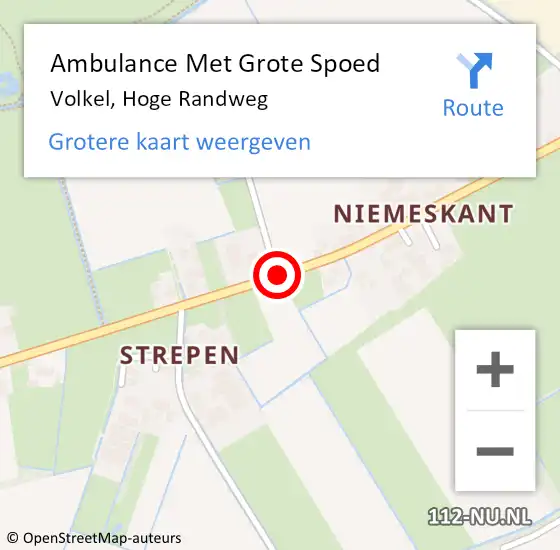 Locatie op kaart van de 112 melding: Ambulance Met Grote Spoed Naar Volkel, Hoge Randweg op 8 juni 2019 18:59