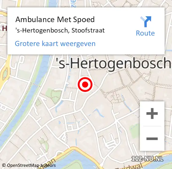 Locatie op kaart van de 112 melding: Ambulance Met Spoed Naar 's-Hertogenbosch, Stoofstraat op 8 juni 2019 19:48