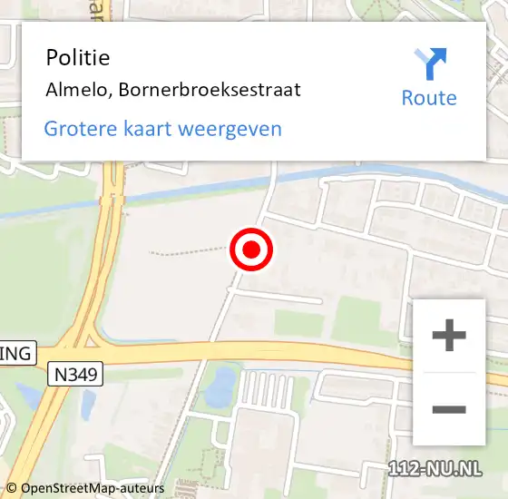 Locatie op kaart van de 112 melding: Politie Almelo, Bornerbroeksestraat op 8 juni 2019 20:31