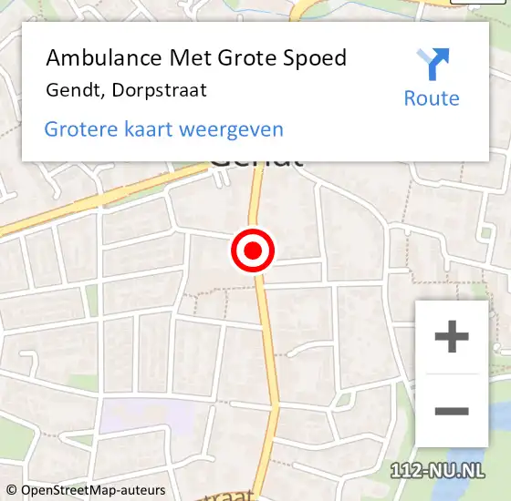 Locatie op kaart van de 112 melding: Ambulance Met Grote Spoed Naar Gendt, Dorpstraat op 8 juni 2019 20:54