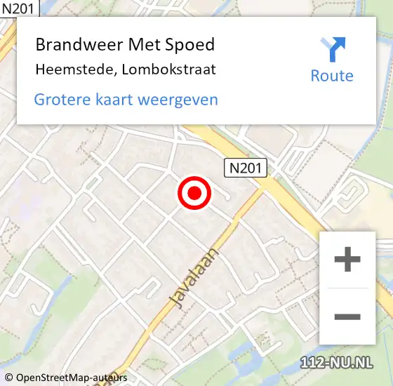 Locatie op kaart van de 112 melding: Brandweer Met Spoed Naar Heemstede, Lombokstraat op 8 juni 2019 20:58