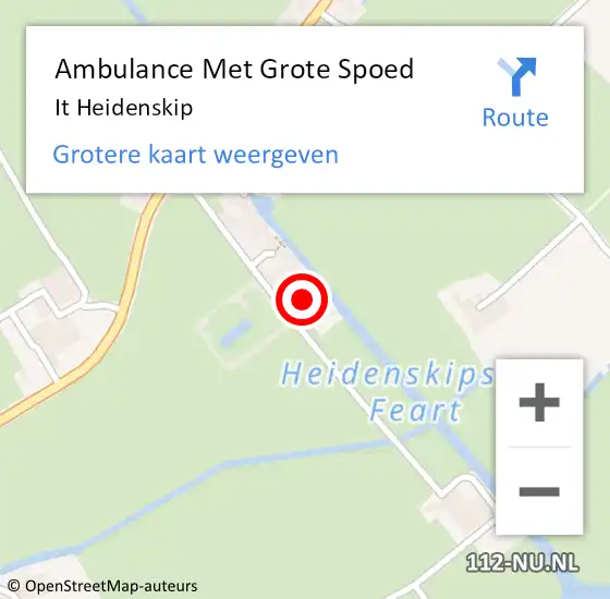 Locatie op kaart van de 112 melding: Ambulance Met Grote Spoed Naar It Heidenskip op 8 juni 2019 21:37