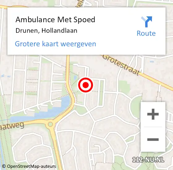 Locatie op kaart van de 112 melding: Ambulance Met Spoed Naar Drunen, Hollandlaan op 8 juni 2019 22:05