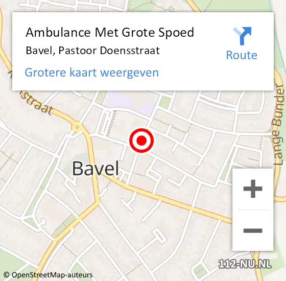 Locatie op kaart van de 112 melding: Ambulance Met Grote Spoed Naar Bavel, Pastoor Doensstraat op 8 juni 2019 22:29