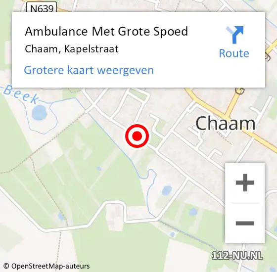 Locatie op kaart van de 112 melding: Ambulance Met Grote Spoed Naar Chaam, Kapelstraat op 8 juni 2019 23:52