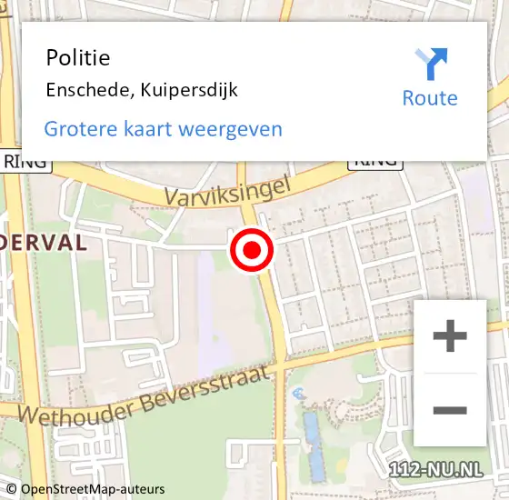 Locatie op kaart van de 112 melding: Politie Enschede, Kuipersdijk op 9 juni 2019 01:37