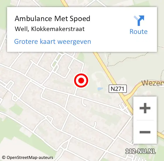 Locatie op kaart van de 112 melding: Ambulance Met Spoed Naar Well, Klokkemakerstraat op 3 april 2014 18:35